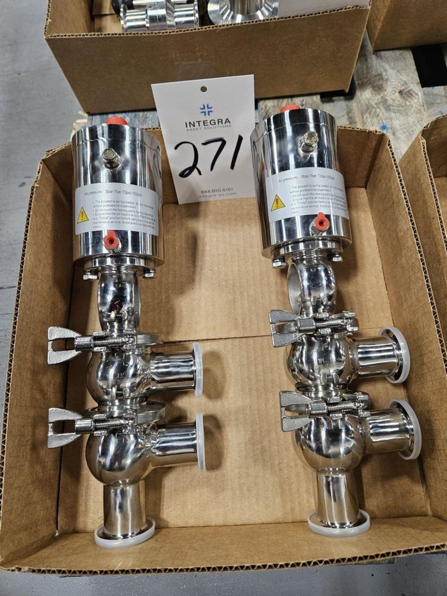 (2) TPT Stainless Steel 1-12" Tri-Clanp Diverter Valves