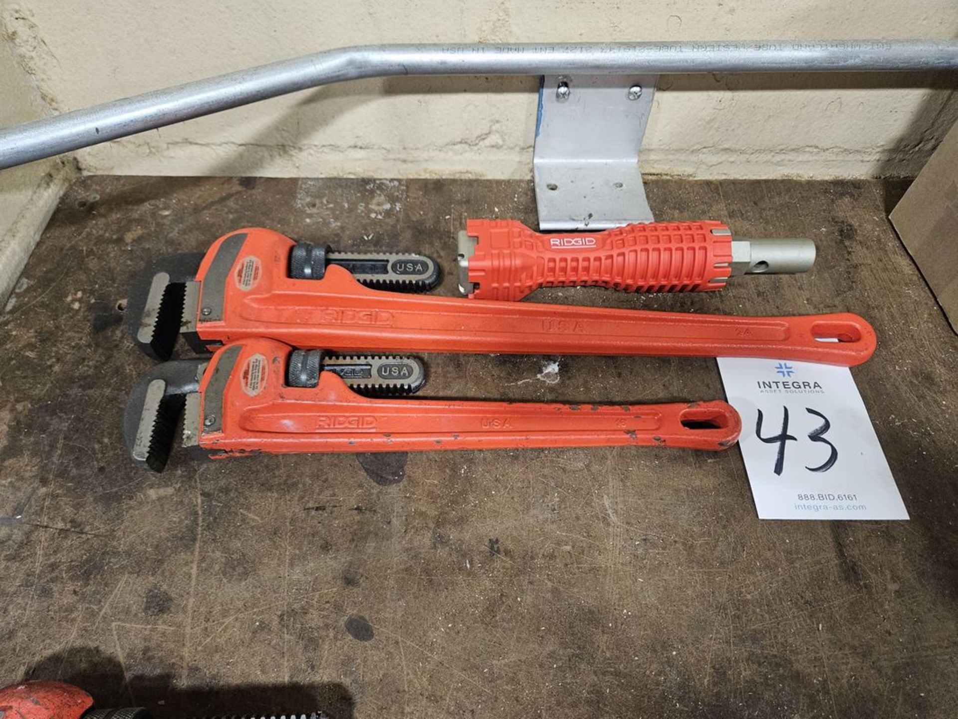 (2) Ridgid Pipe Wrenches, (1) 24", (1) 18" w/ Faucet Wrench