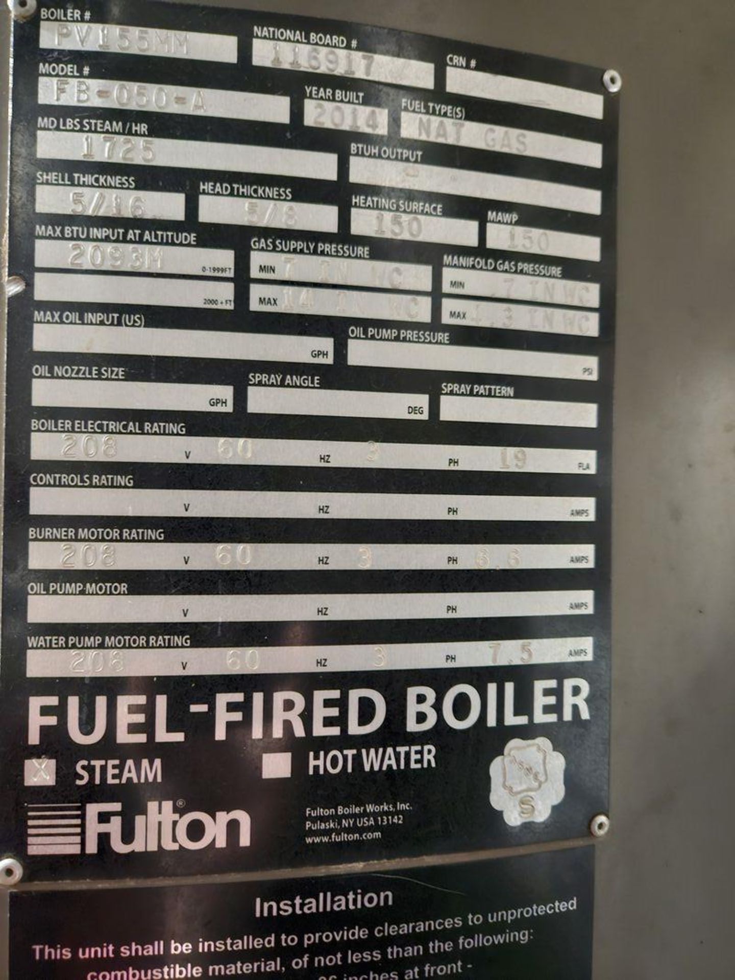 Fulton FB-050-A Gas Fired Vertical Tubeless Boiler - Image 4 of 4