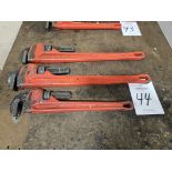 (3) Pipe Wrenches, (2) ridgid 24", (1) Reed 18"