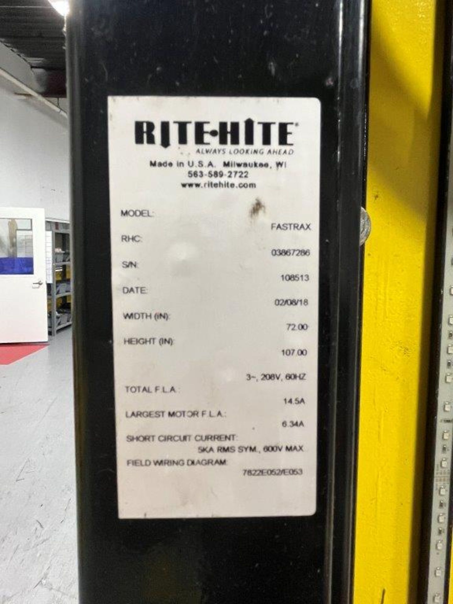 Right Hite Fastrax 72" x 107" Automatic Rollup Door - Image 2 of 3