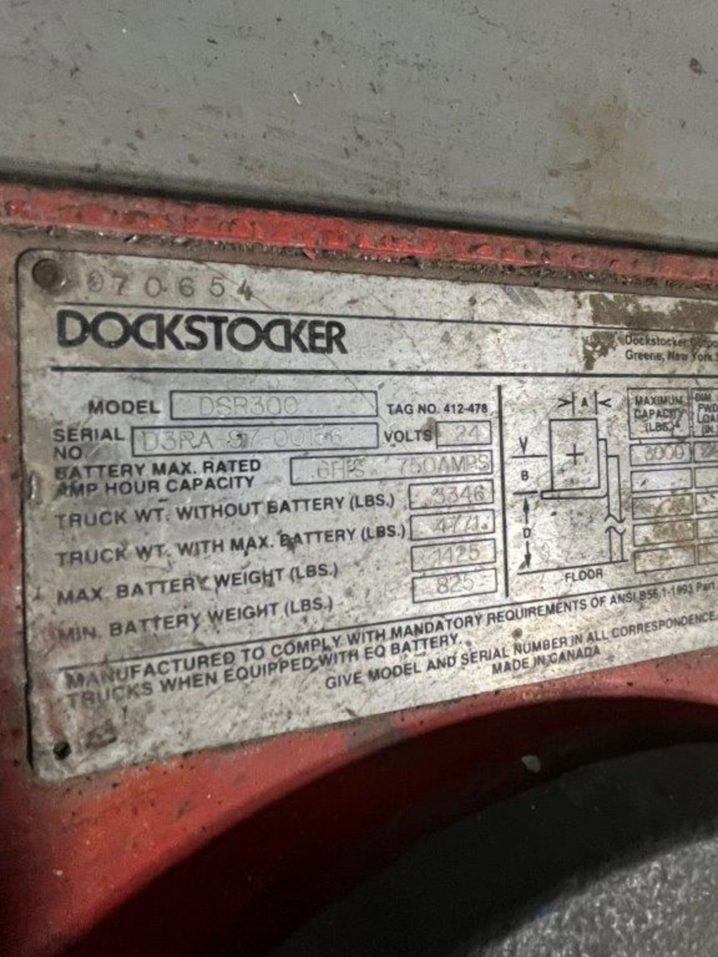Dockstocker DSR 300 3000-Lb Capacity Walkie Forklift - Image 3 of 3