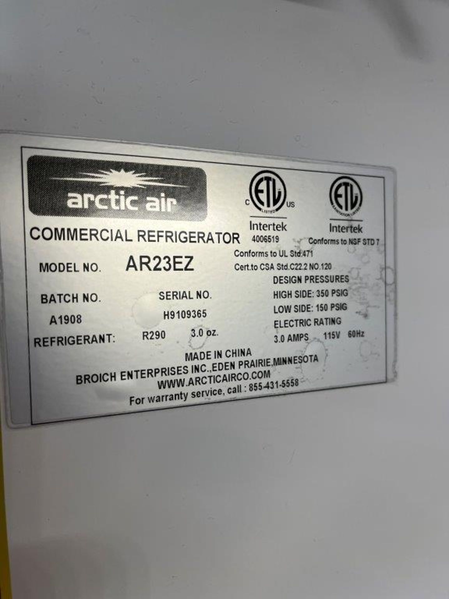 Arctic Air AR23EZ Commercial Refrigerator - Image 2 of 2