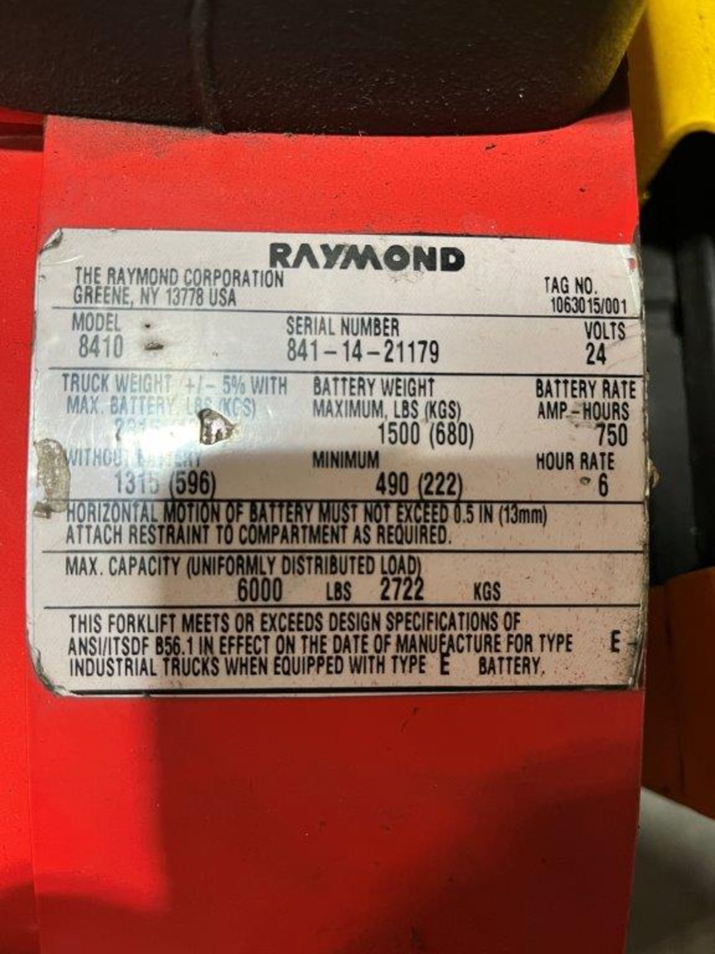 Raymond 8410 6,000-Lb Capacity Walkie Electric Pallet Jack - Image 3 of 3