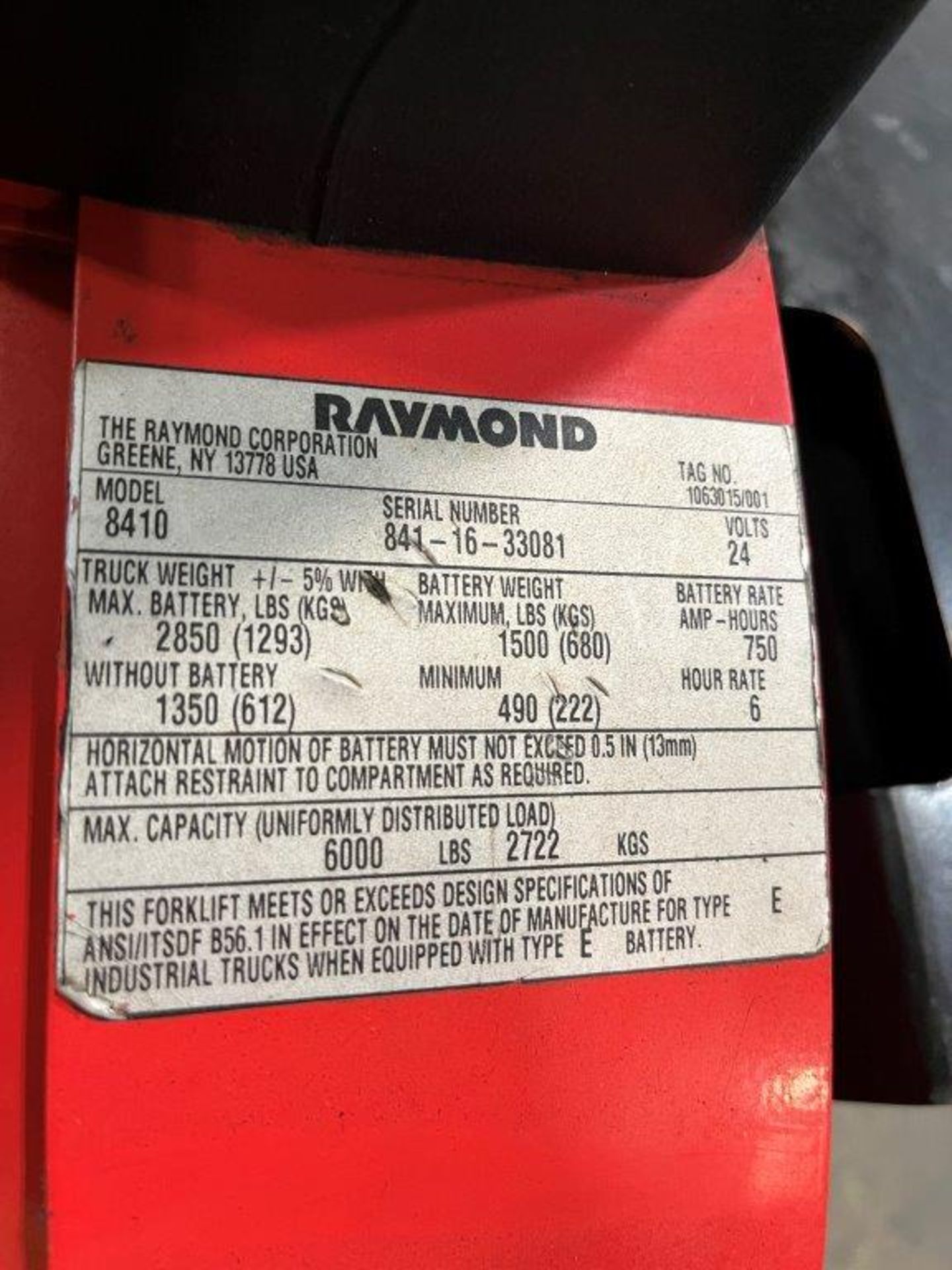 Raymond 8410 6,000-Lb Capacity Walkie Electric Pallet Jack - Image 3 of 3