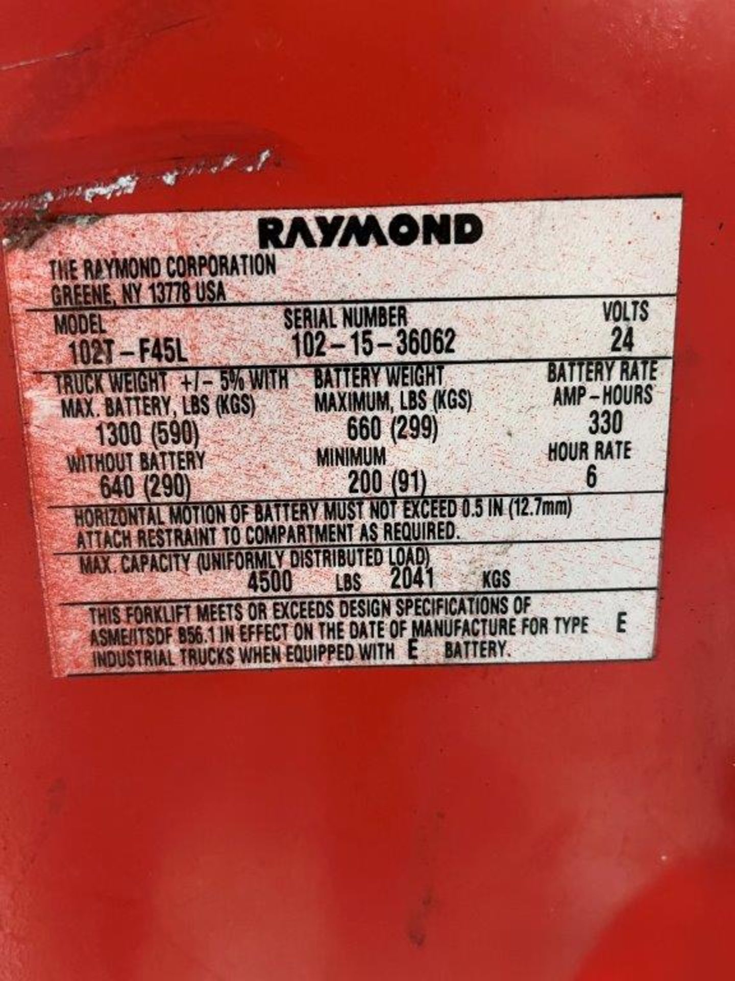 Raymond 102T-F45L Walkie Pallet Jack, 4500-Lb Capacity - Image 3 of 3