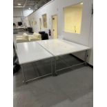 (4) Assorted Wood Top Tables with Galvanized Tubing Base 145" x 61"
