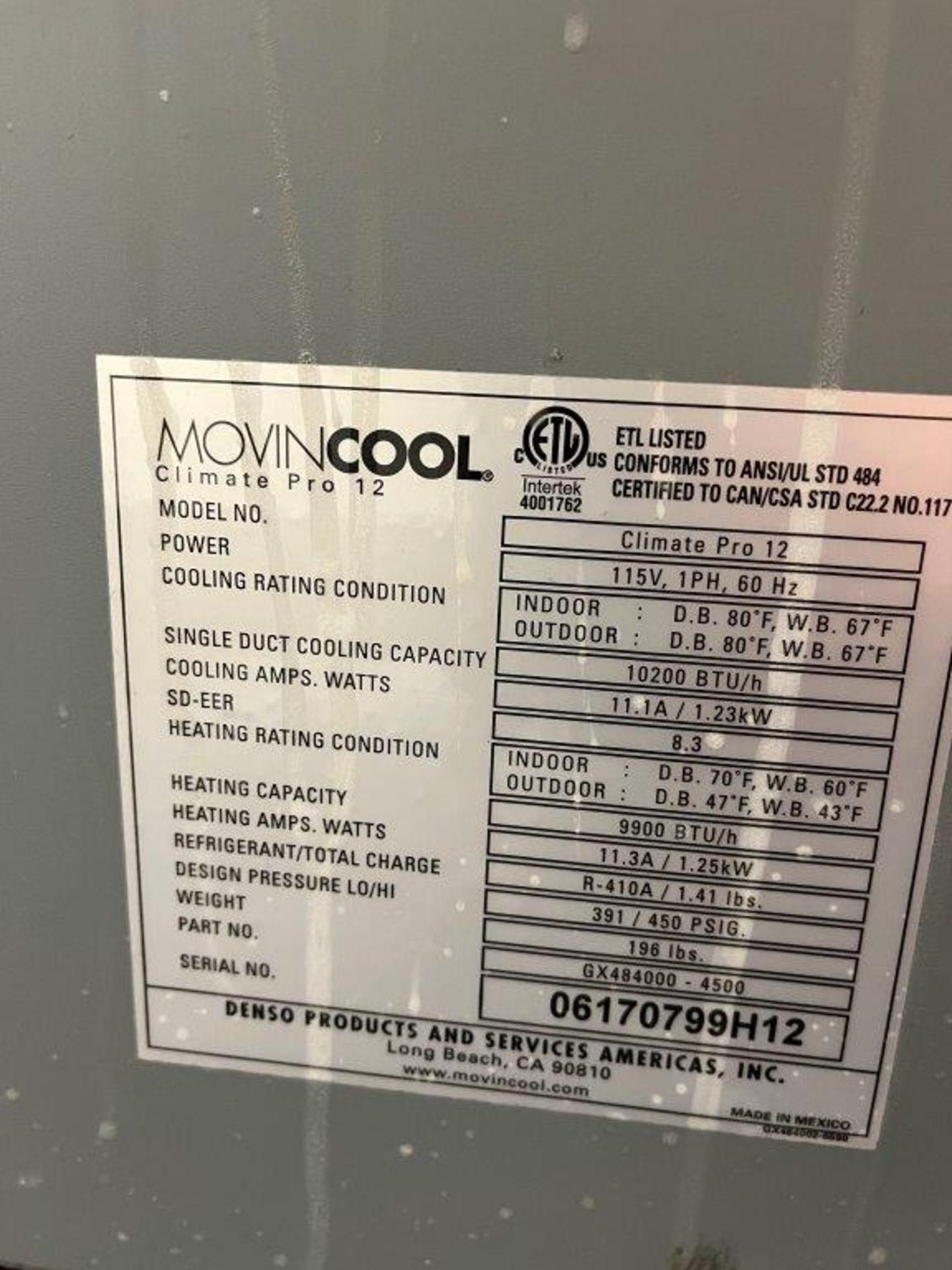 Denso Movincool Climate Pro 18 Mobile Cool/Heat Unit - Image 3 of 3