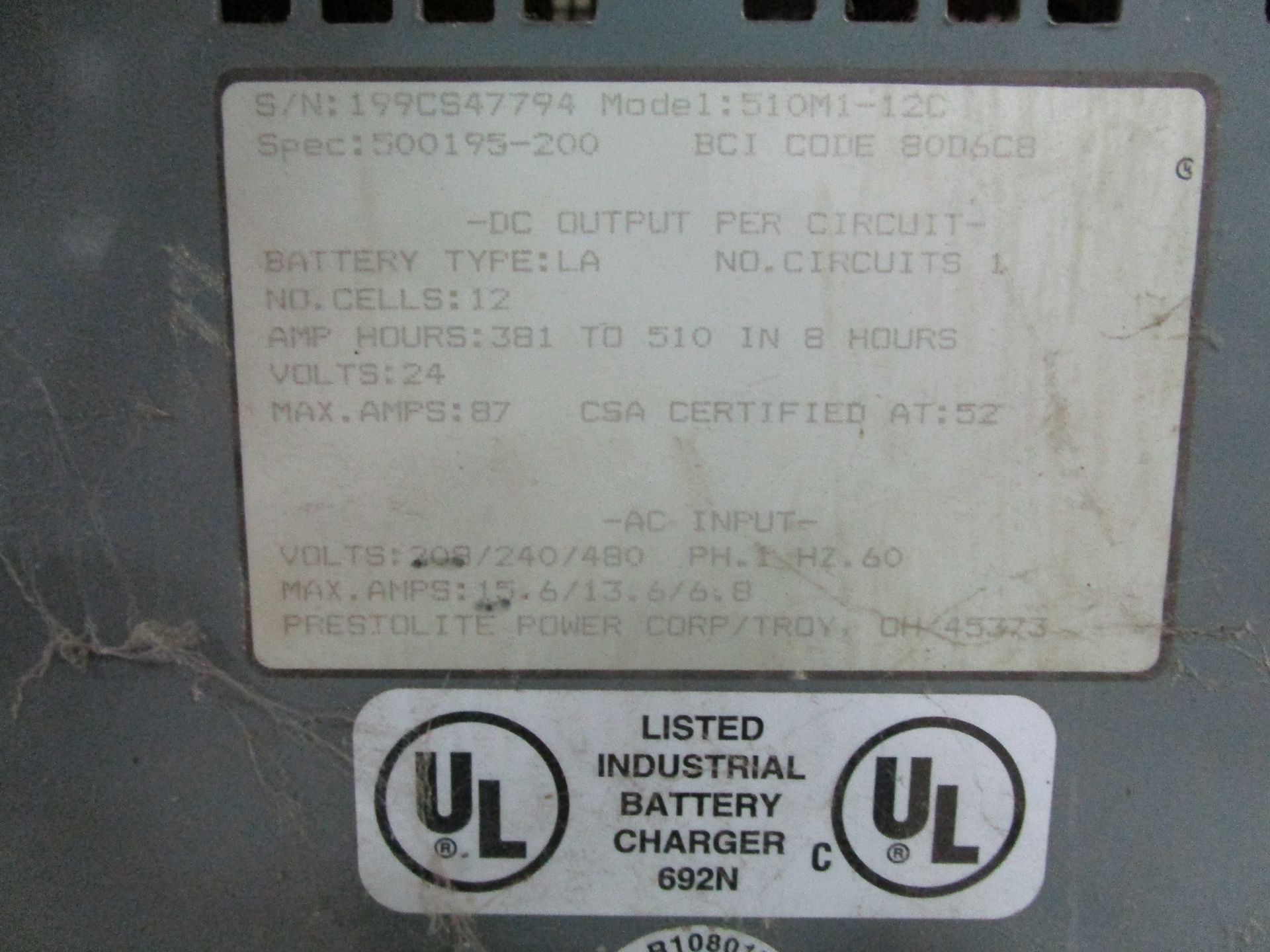 Hobart 510MI-12C 24-Volt Battery Charger - Image 3 of 3