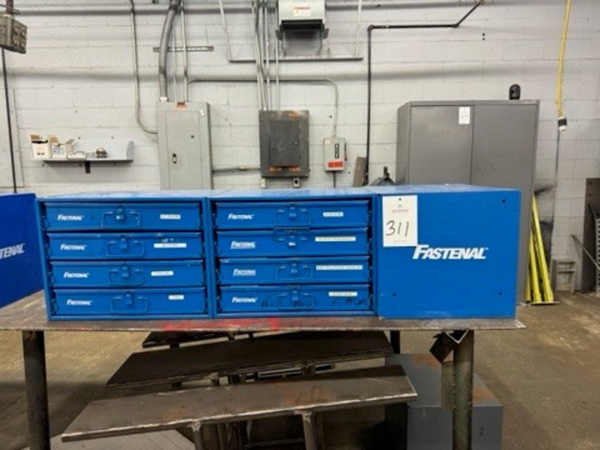 (3) Fastenal Hardware Storage Bins & Contents