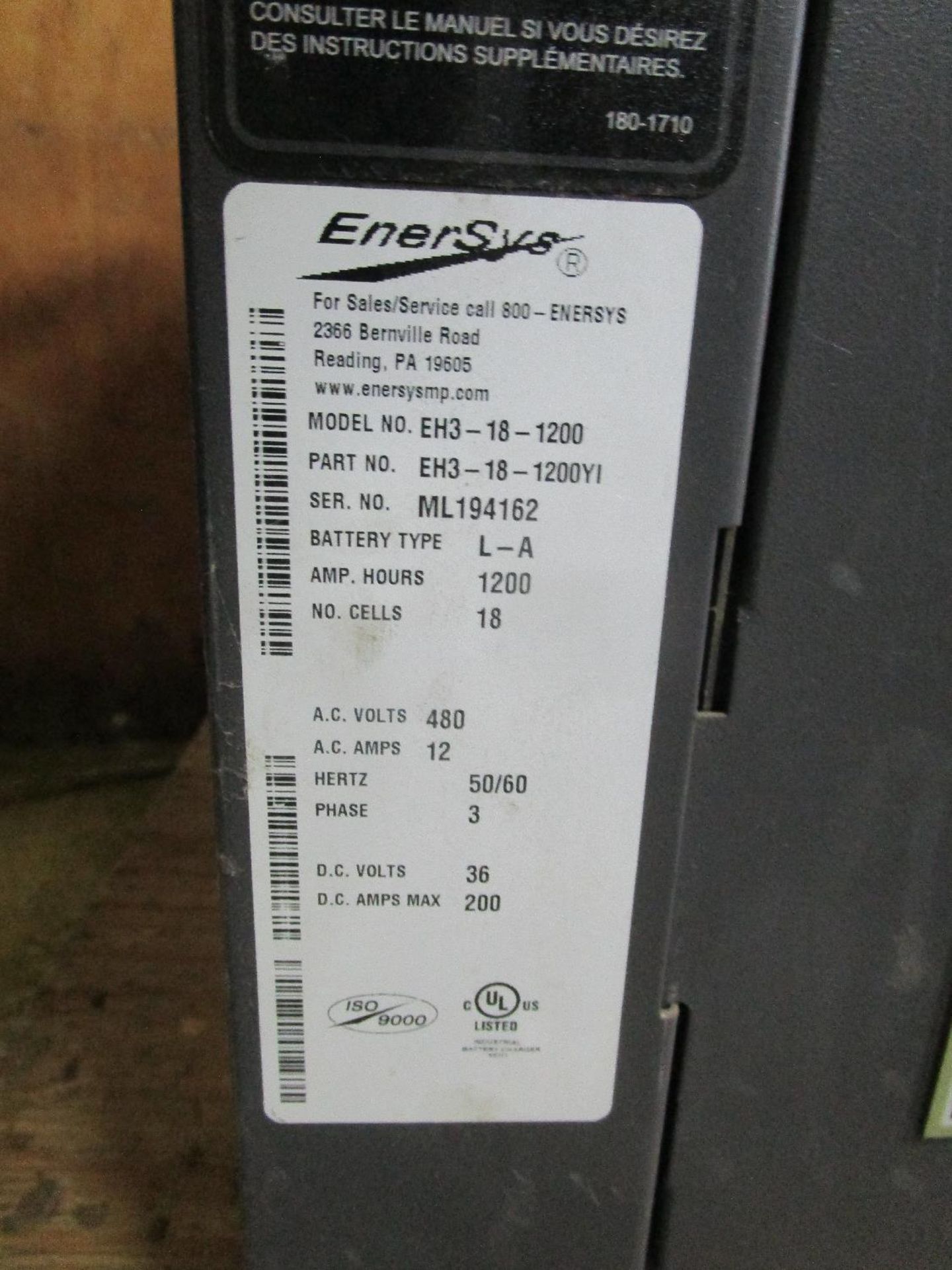 Enersys EH3-18-1200 36-Volt Battery Charger - Image 2 of 3