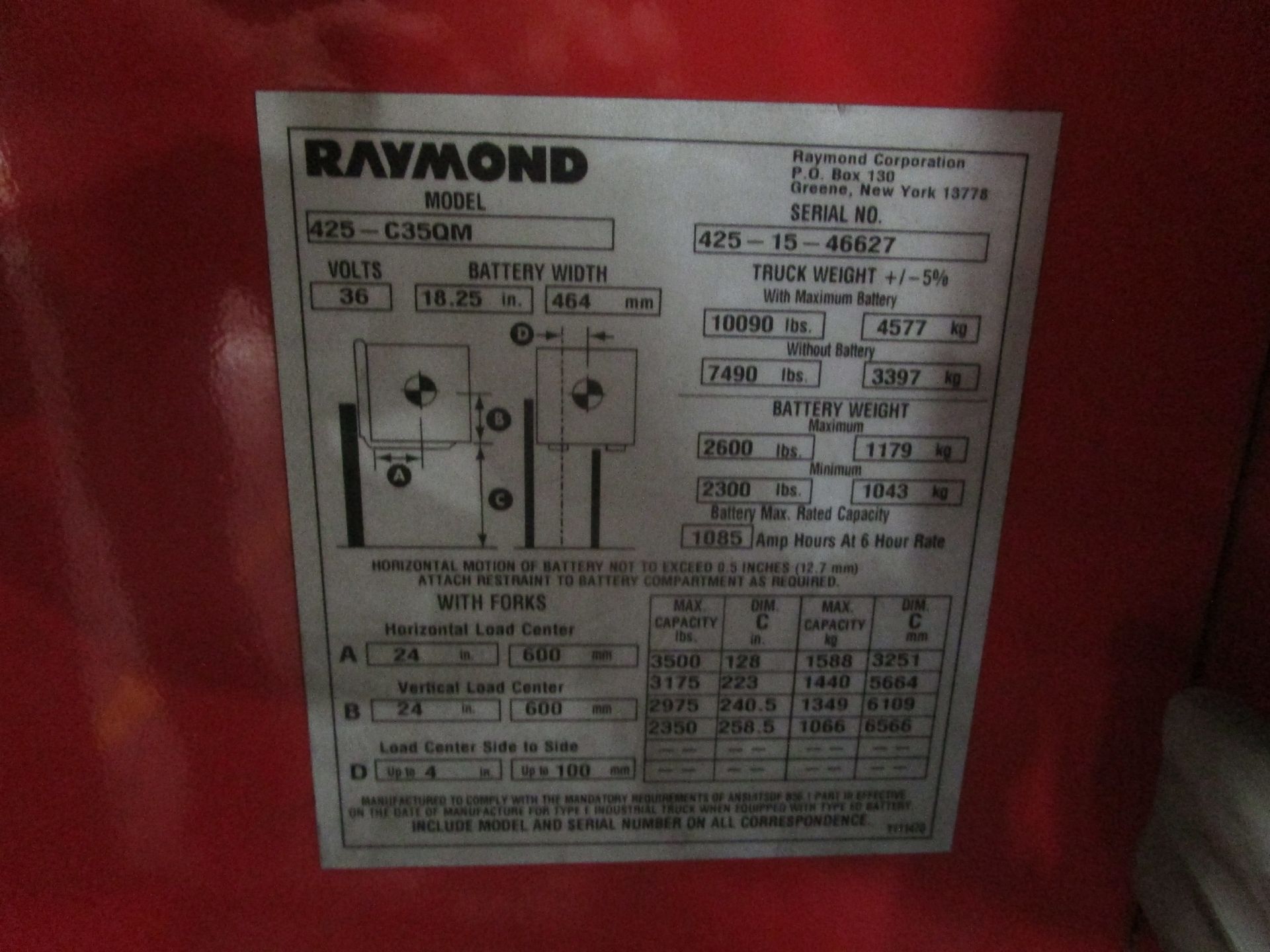 Raymond 425-C35QM 3,500-Lb Electric Stand Up Forklift Truck - Bild 6 aus 7