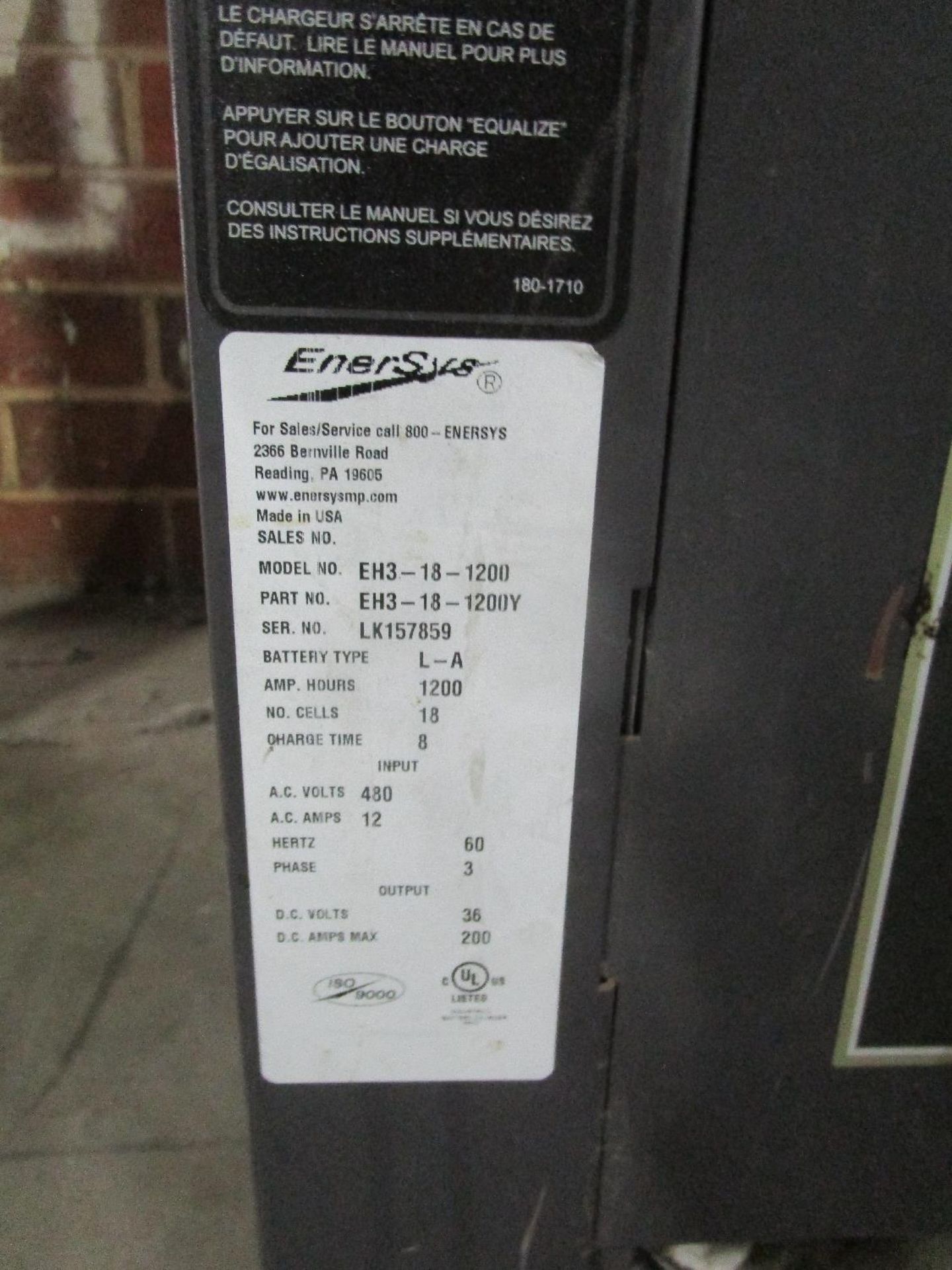 Enersys EH3-18-1200 36-Volt Battery Charger (Note: Delayed Delivery) - Image 3 of 3