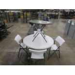 (2) Round Folding Tables With (4) Chairs
