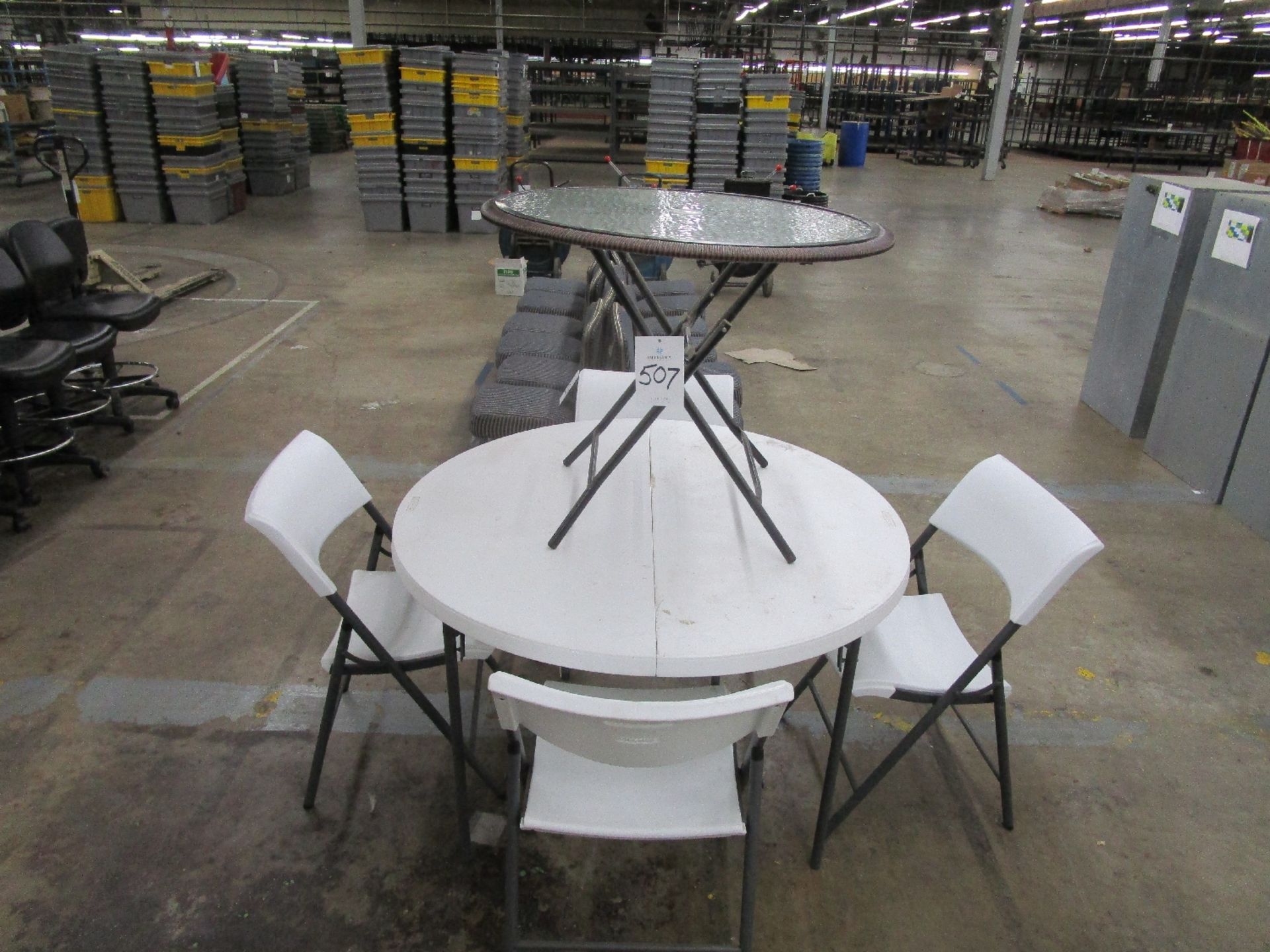 (2) Round Folding Tables With (4) Chairs