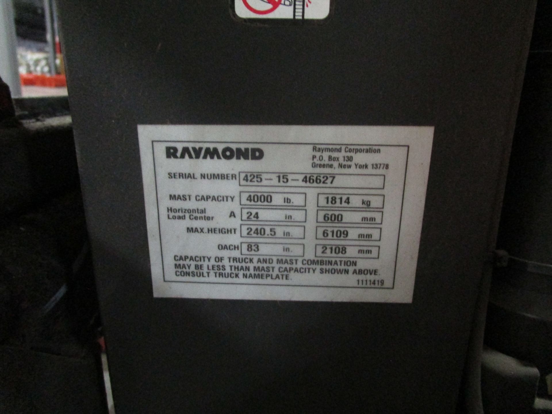 Raymond 425-C35QM 3,500-Lb Electric Stand Up Forklift Truck - Image 7 of 7
