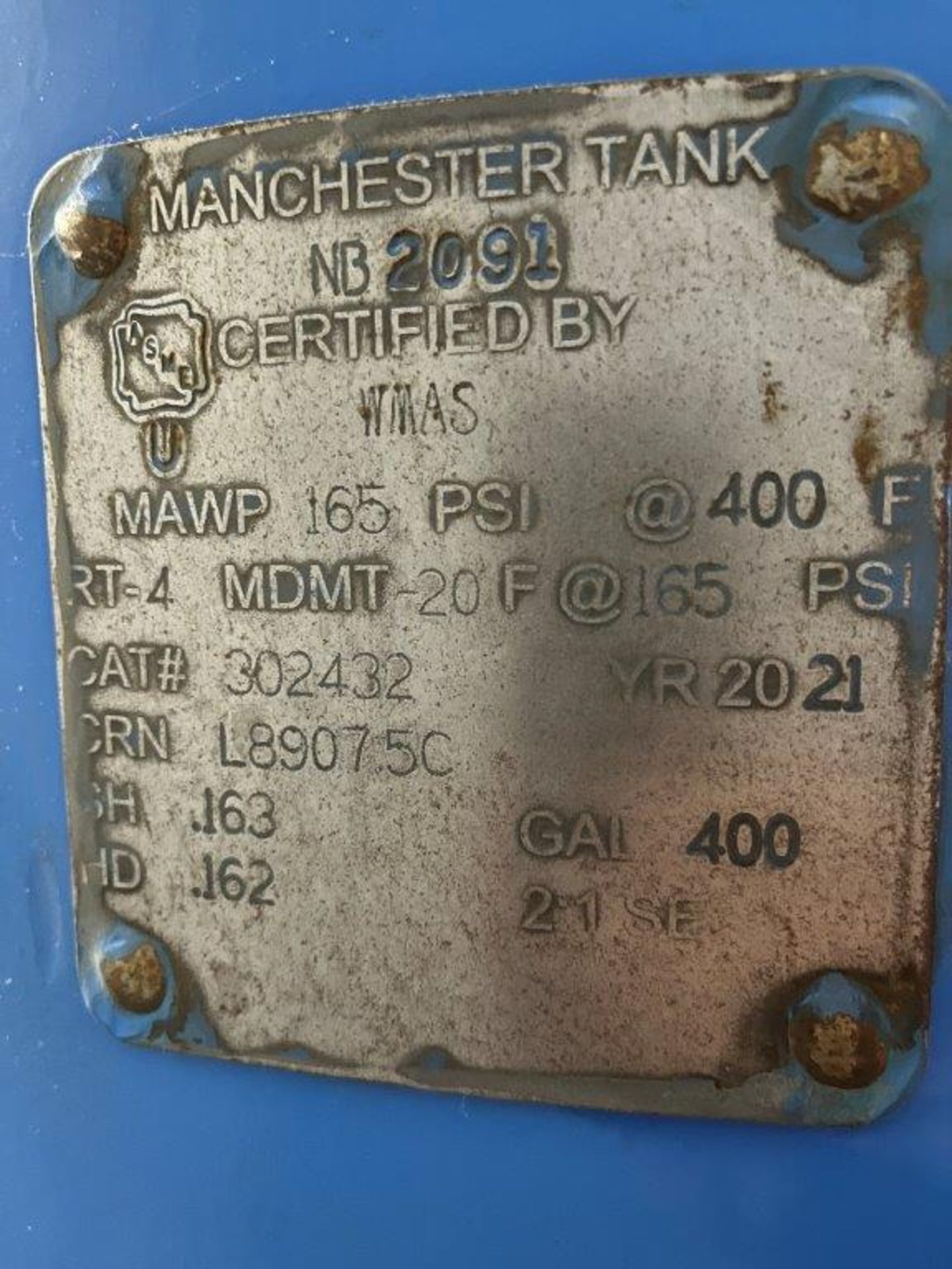 Manchester Tank Compressed Air Tank 400 Gal. - Image 2 of 2