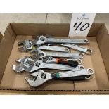 (9) Assorted Adjustable Wrenches