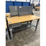 Wood top Work Bench with Bin Holder Back 60" x 30"