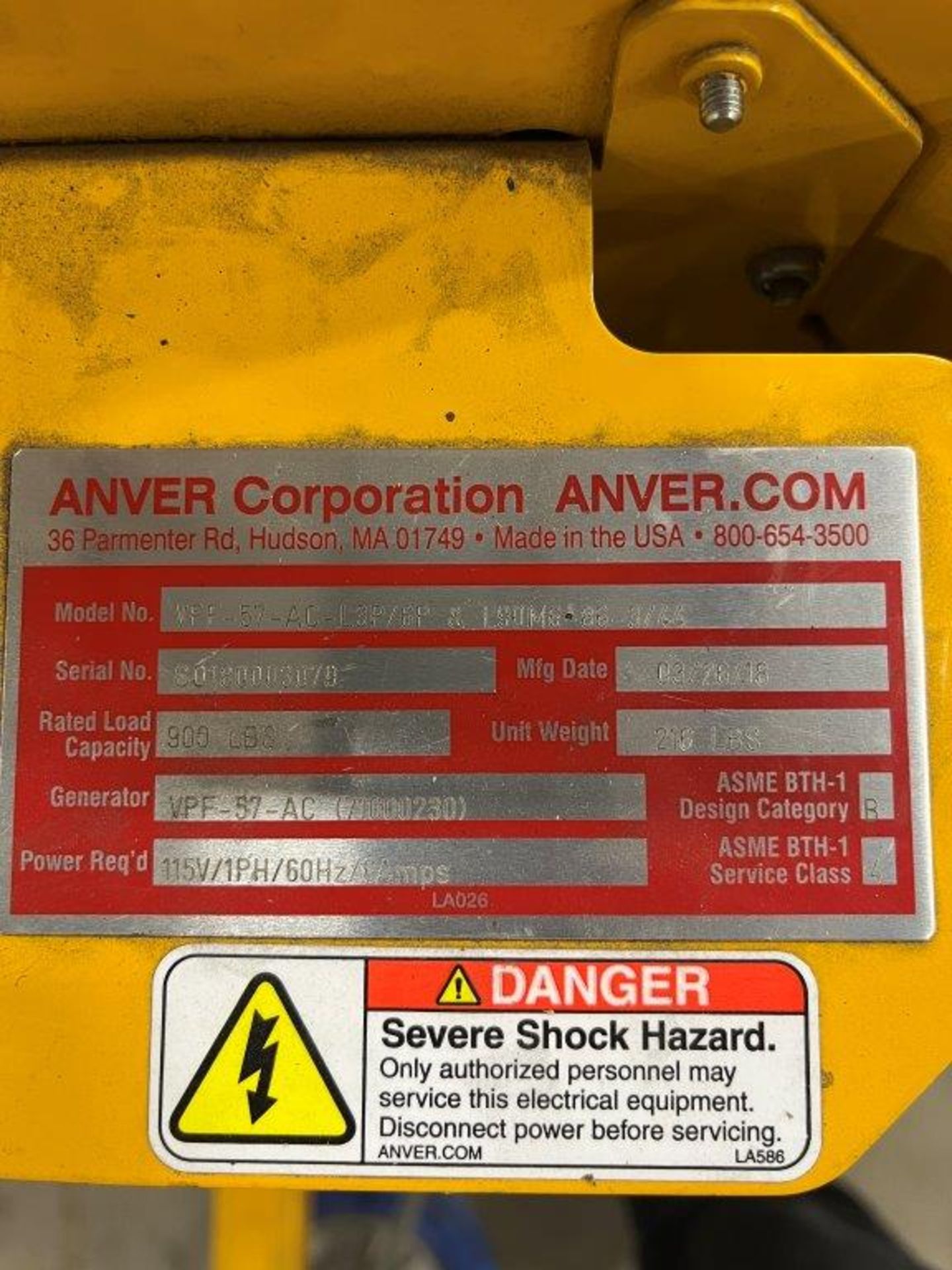 Anver VPF-57-AV-L3P/6P 900-Lb Capacity Vacuum Lift - Image 3 of 3