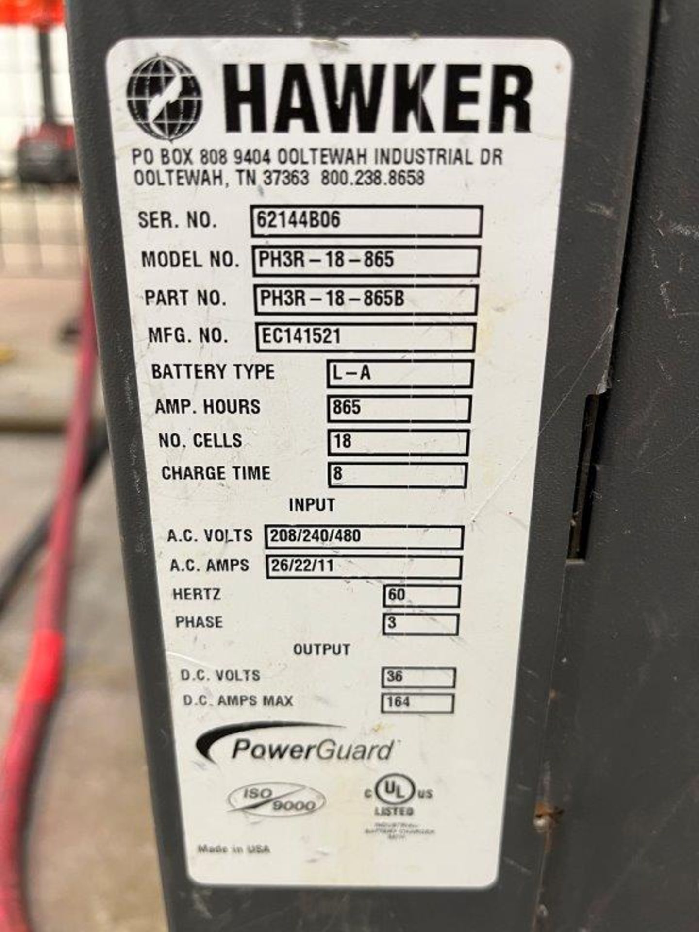 Hawker PT3-12-200 24-Volt Battery Charger - Image 2 of 2
