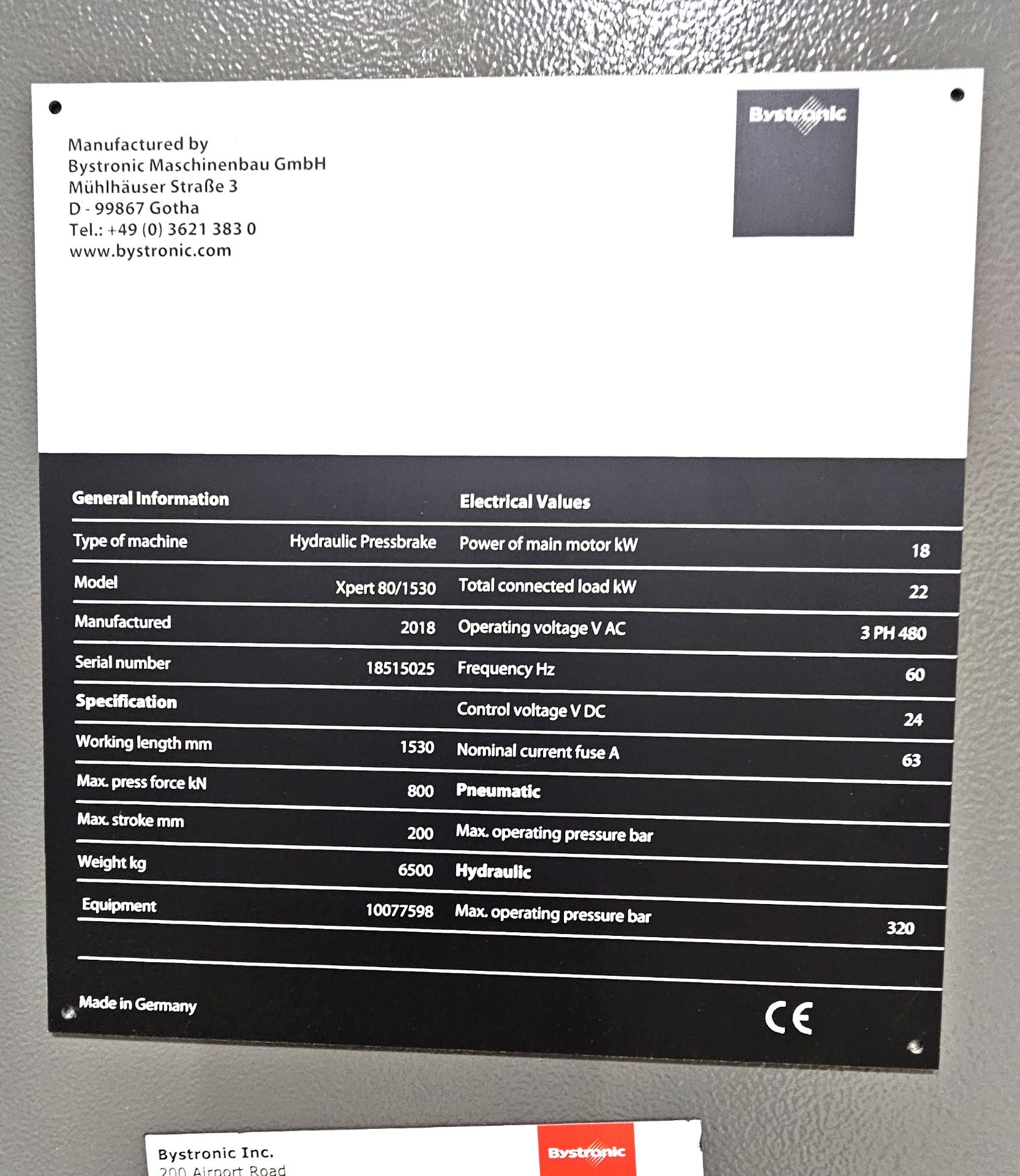 Bystronic Xpert 80/1530 90-Ton Hydraulic CNC Press Brake - Image 16 of 16