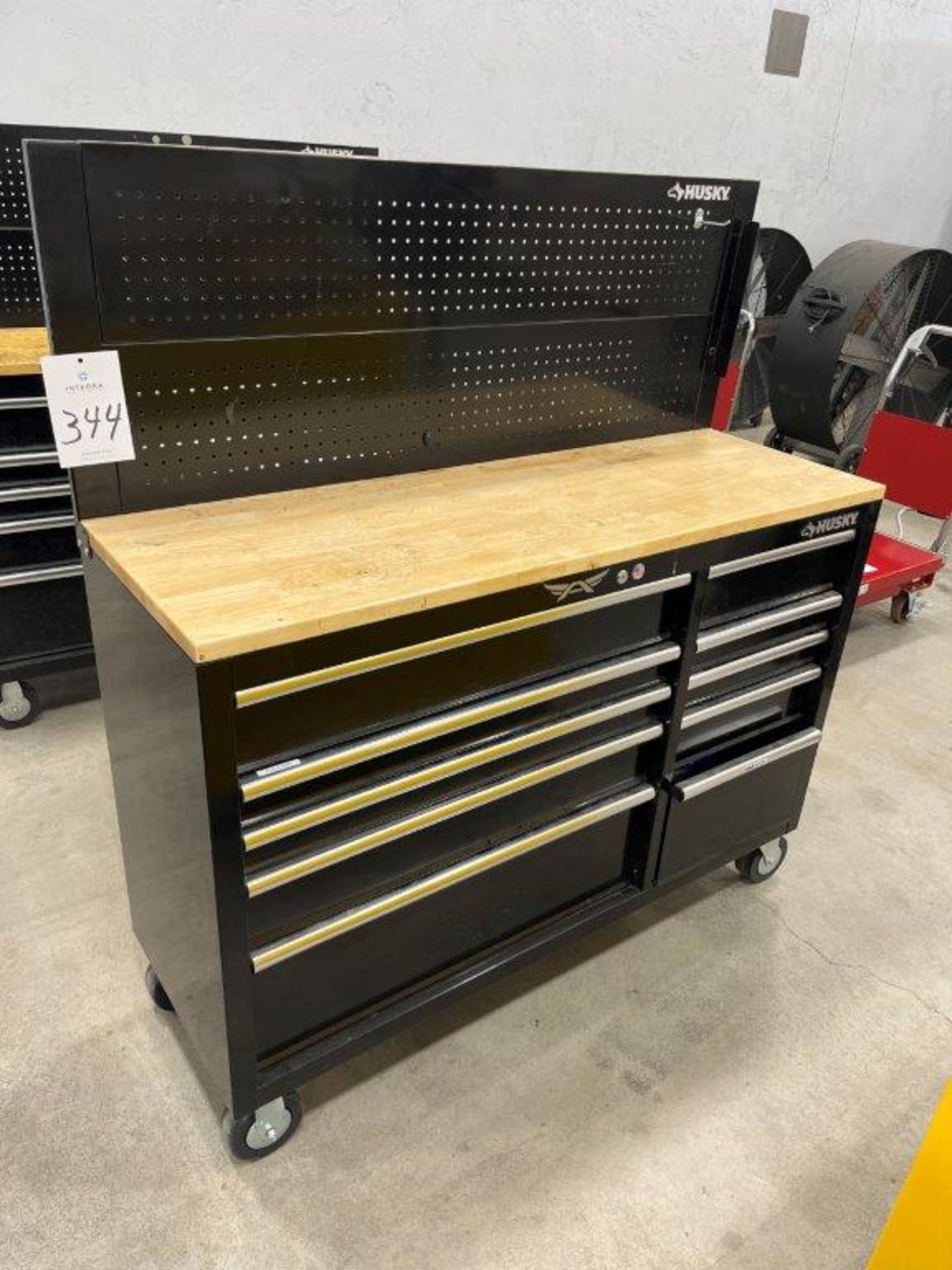 Husky (10) Drawer Rolling Wood Top Tool Chest