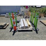 (3) Uline H-6290F Safety Bollards w/ Portable Barrier Poles