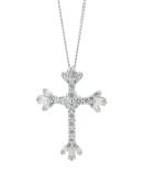 14ct White Gold Diamond Cross Pendant And 18ct White Gold Chain 1.05 Carats - Valued By AGI £3,880.