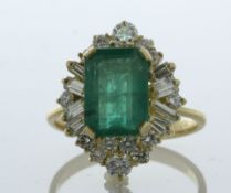 18ct Yellow Gold Emerald And Diamond Halo Ring (E4.00) 1.00 Carats - Valued By AGI £5,665.00 - A