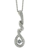 18ct White Gold Twist Drop Diamond Pendant And 18" Chain 1.00 Carats - Valued By AGI £5,995.00 - A