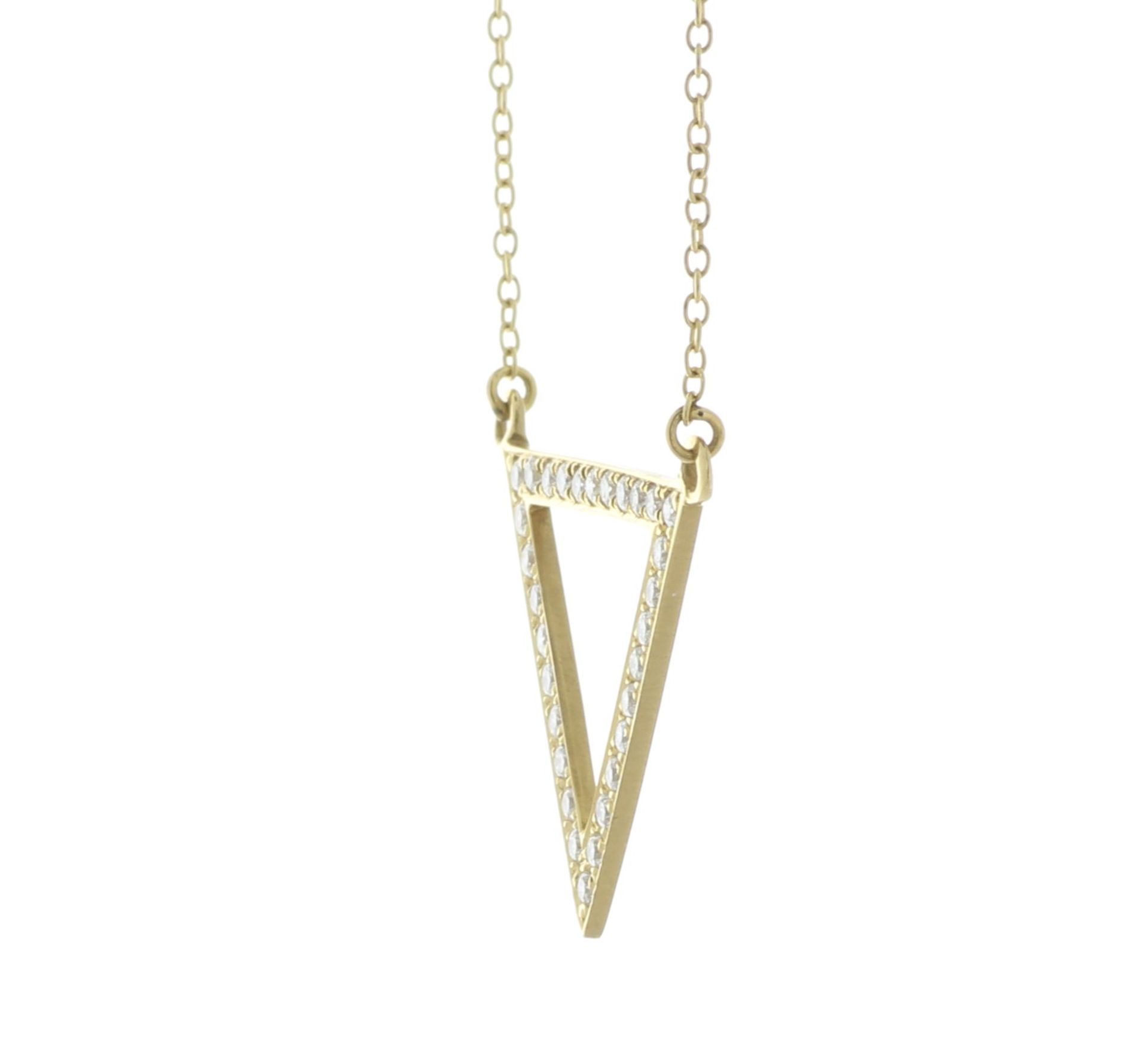 18ct Yellow Gold Ladies Triangle Diamond Pendant 0.30 Carats - Valued By AGI £2,350.00 - A channel - Image 2 of 3