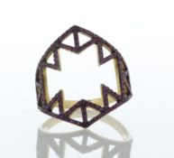 14ct Yellow Gold Geometric Ruby Ring - Valued By AGI £5,150.00 - This unique geometric 14ct yellow