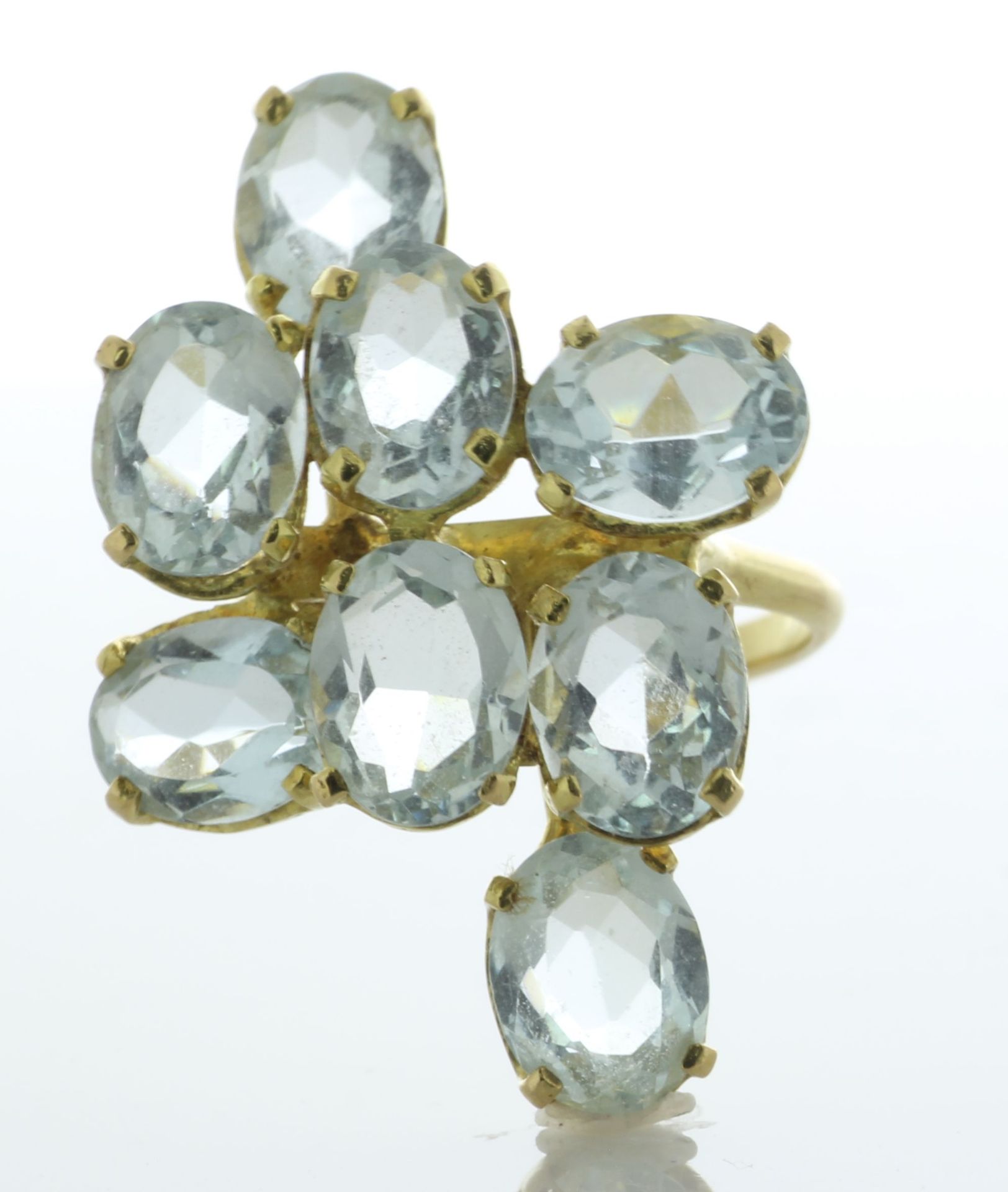 18ct Yellow Gold Aqua Marine Cluster Ring - Valued By AGI £3,105.00 - Eight oval aqua marine - Image 5 of 7