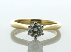 18ct Yellow Gold Single Stone Diamond Ring 0.50 Carats - Valued By AGI £3,125.00 - One natural round