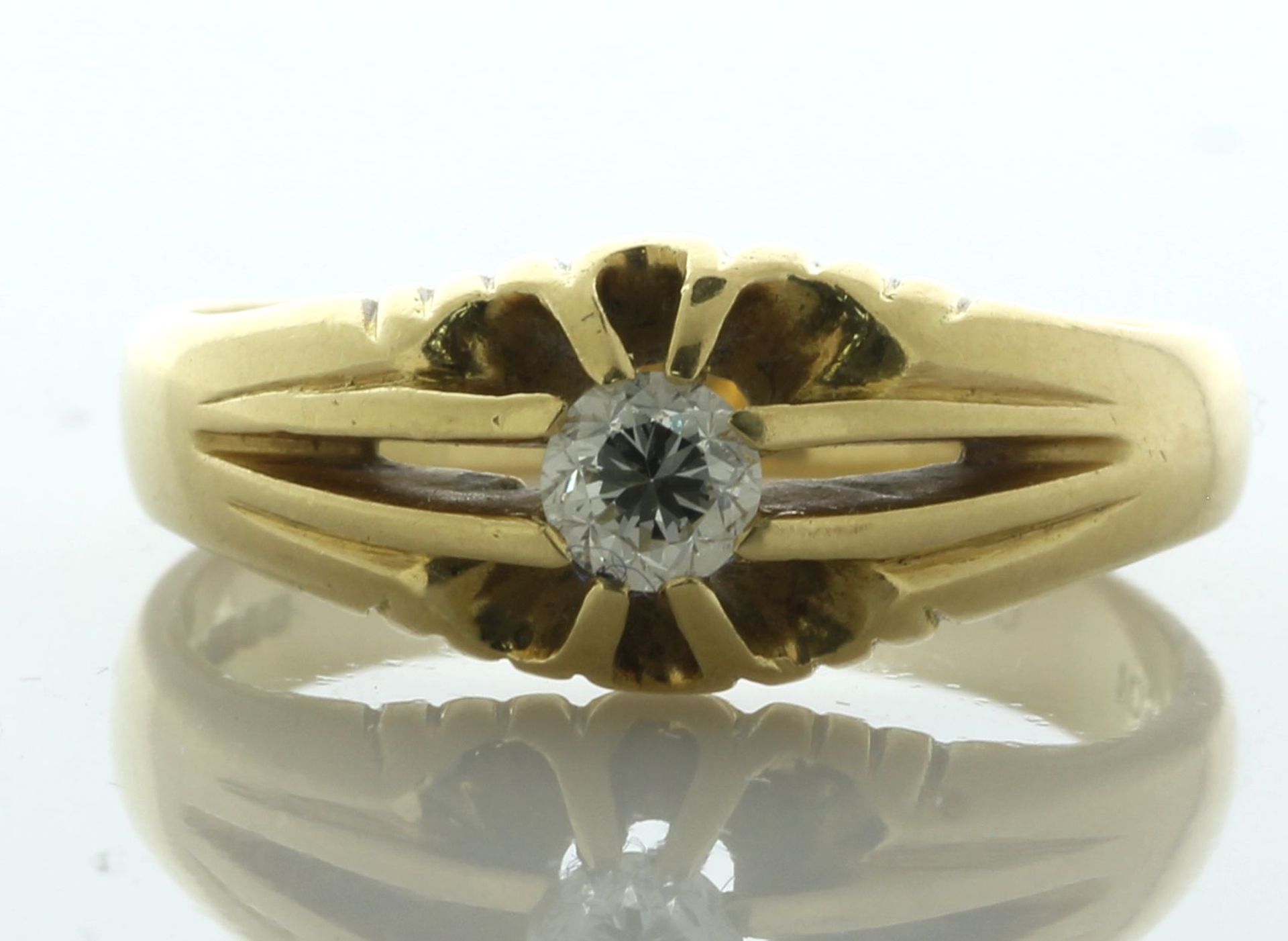 18ct Yellow Gold Single Stone Fancy Claw Set Diamond Ring 0.25 Carats - Valued By AGI £2,105.00 -