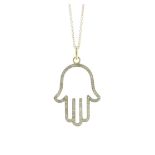 18ct Yellow Gold Diamond Hand Hamsa Pendant 1.00 Carats - Valued By AGI £3,500.00 - This beautiful