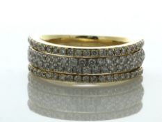 14ct Yellow Gold triple band Semi Eternity Diamond Ring 1.00 Carats - Valued By AGI £7,450.00 - A