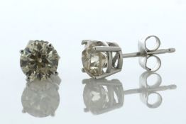 14ct White Gold Single Stone Stud Diamond Earring 1.50 Carats - Valued By AGI £7,890.00 - Two