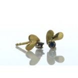 18ct Yellow Gold 'Fly' Sapphire Stud Earring - Valued By AGI £605.00 - A charming pair of stud