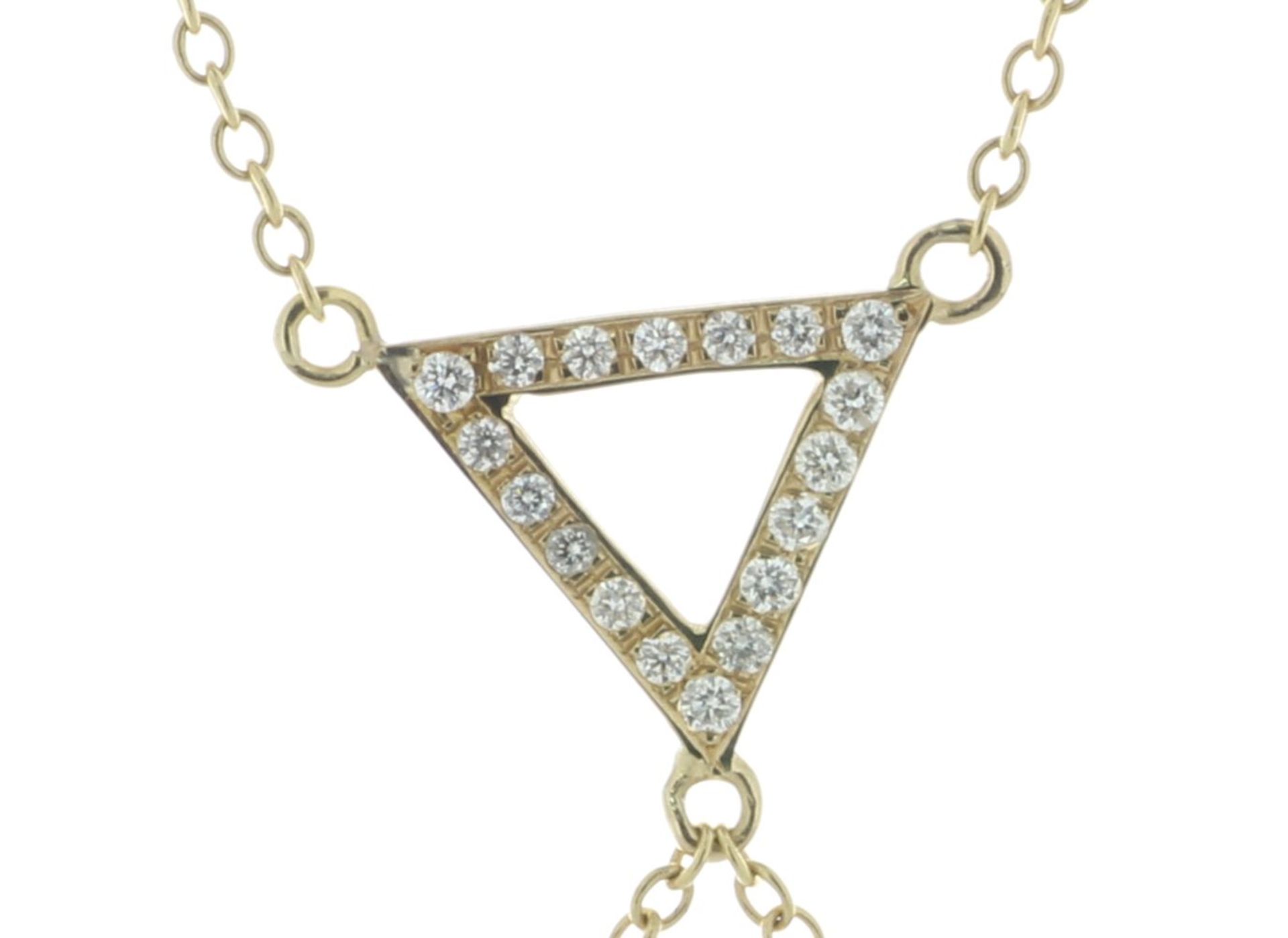 18ct Yellow Gold Double Chain Diamond Triangle Double Chain Necklet 32" 0.18 Carats - Valued By - Image 2 of 3