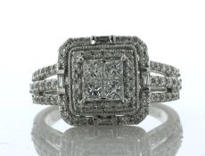 14ct White Gold Illusion Set Cluster Diamond Ring 1.50 Carats - Valued By AGI £5,585.00 - Four