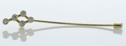 14ct Yellow Gold Navel Diamond Pin 0.06 Carats - Valued By AGI £1,495.00 - Five round brilliant