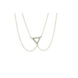 18ct Yellow Gold Double Chain Diamond Triangle Double Chain Necklet 32" 0.18 Carats - Valued By
