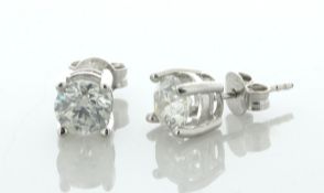 18ct White Gold Single Stone Diamond Stud Earring 2.05 Carats - Valued By AGI £12,680.00 - This