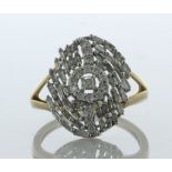 18ct Yellow Gold Oval Cluster Cocktail Diamond Ring 1.00 Carats - Valued By AGI £2,425.00 - A