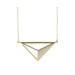 18ct Yellow Gold Geometric Triangle Diamond Pendant and Chain 0.35 Carats - Valued By AGI £4,250.