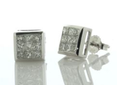 10ct White Gold Fancy Cluster Diamond Stud Earring 1.00 Carats - Valued By AGI £5,230.00 - A