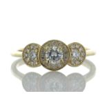 18ct Yellow Gold Three Stone Rub Over Set Diamond Ring (0.21) 0.43 Carats - Valued By GIE £8,275.