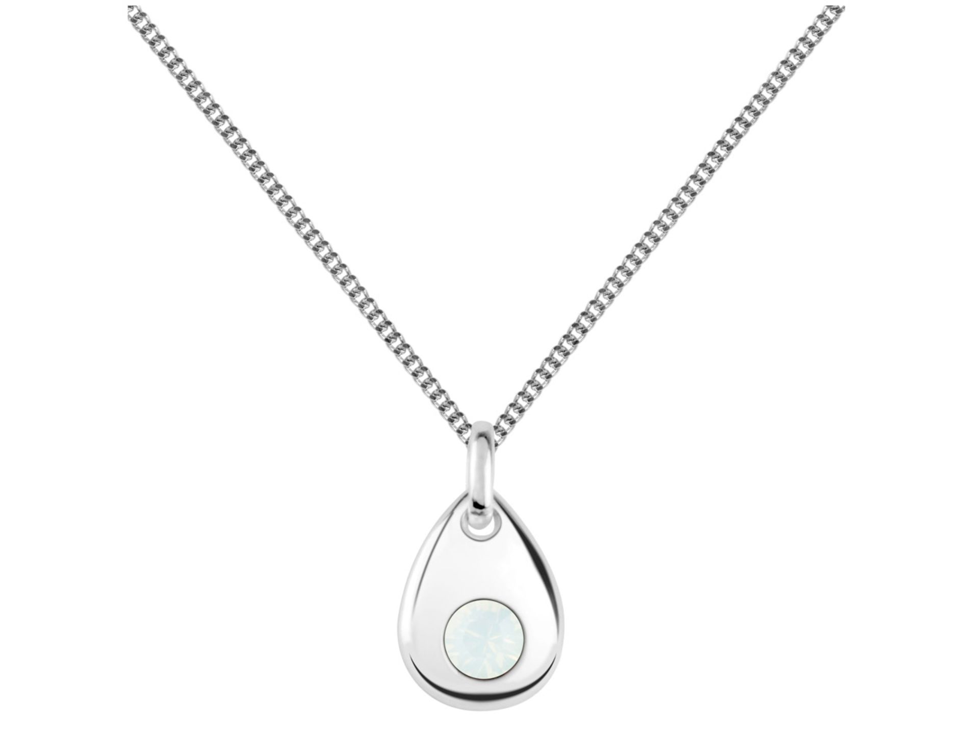 Sterling Silver Pendant October Birthstone 4mm White Opal Crystal - Valued By AGI £378.00 - - Image 3 of 4